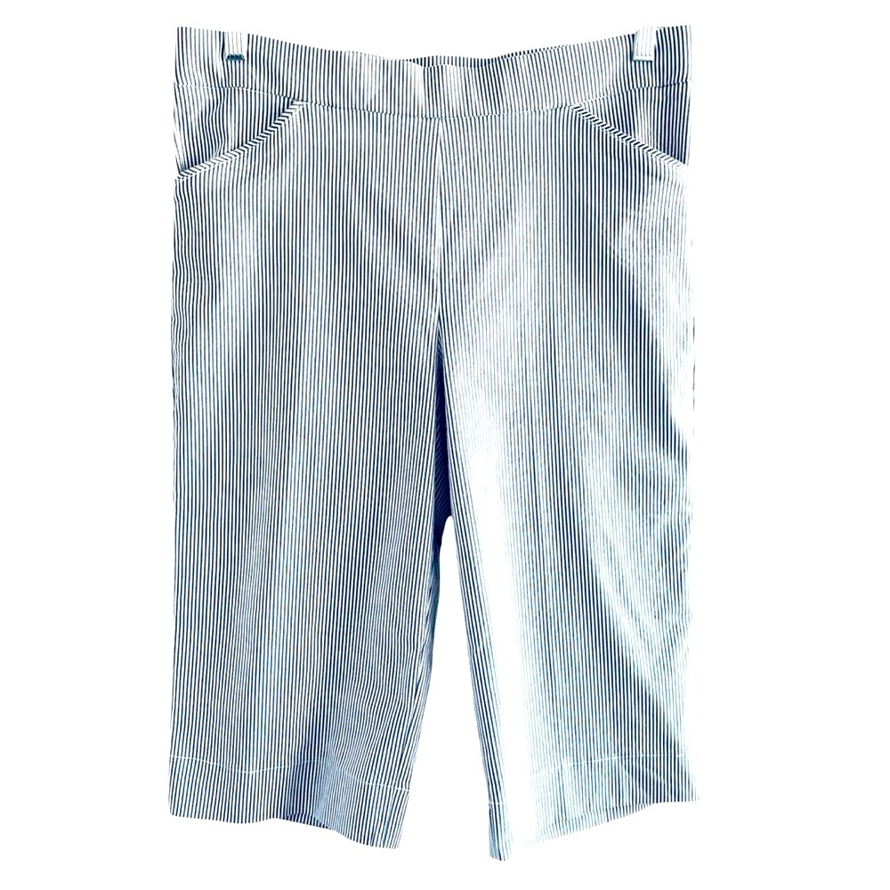 Counterparts Womens Blue White Striped Capri Pants Size Large Seersucker Beachy